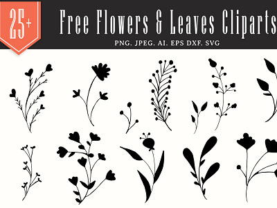 25+ Free Flowers & Leaves Handmade Cliparts