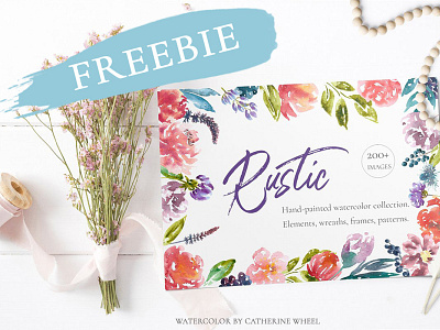 Free Rustic Watercolor Floral Set