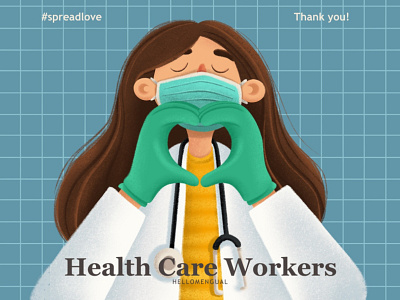 Spread Love - Health Care Workers branding character characterdesign children illustration coronavirus design health illustration visual art visual development