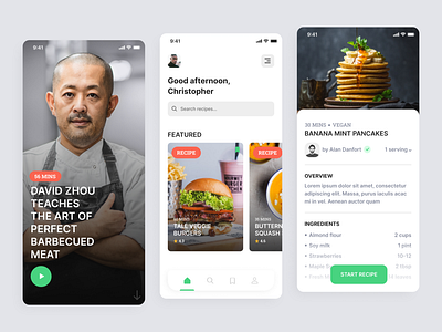 Recipe App UI app concept delivery design food mobile recipe ui web