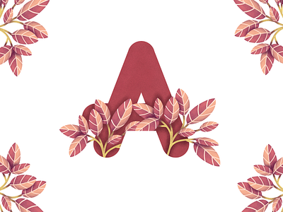 floral typography red design illustration typography