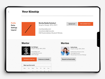 Profile screen for a Mentorship experience