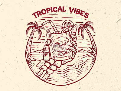 Tropical Vibes cartoon clothing brand design hand drawn handdrawing illustration logo summer summer party vector vintage design vintage illustration