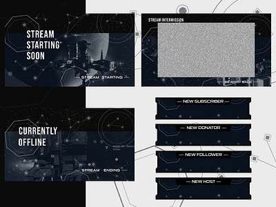 Eve Echoes Stream Package brand branding clean design illustration streamer streamers streaming streampackage twitch twitchoverlay ui ux vector web
