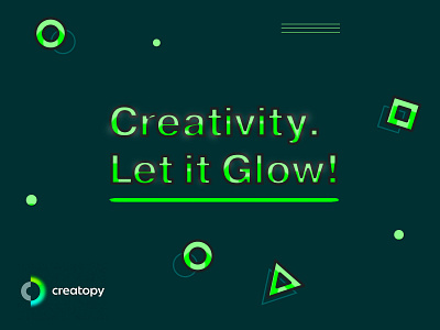 Creativity. Let it Glow! 3dtype brand identity branding clean creativity creatopy design glow glowing illustration rebound typography vector
