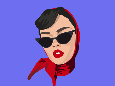 Headscarf and Sunglasses headscarf illustration lips lipstick minimal red sunglasses tracing woman woman illustration woman portrait