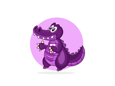 Crocodile phone logo mascot cartoon for company and industry animal character children crocodile cute design graphic design illustration logo minimalist phone playful