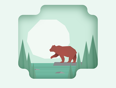 Bear 2.o angles bear clean gradient green monochromatic outdoors outsides red shadow sharp square