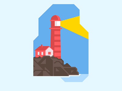 Light House aiden anderson birds blue bright design geometric illustration lighthouse lighthouse logo ocean red rocks sexy sharp shore simple simple clean interface slick yello