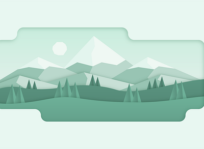 Mountains 06 canyon clean design green illustration landscape monochromatic shadow shadows skilled