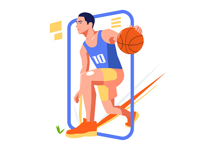 Hello Dribbble basketball blue dribbble illustration player sports