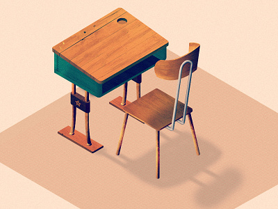Old school desk and chair chair design desk illustrator isometric object school
