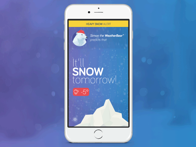 Design for Simon the WeatherBear animation application blue design flat interface iphone iphone6 snow winter