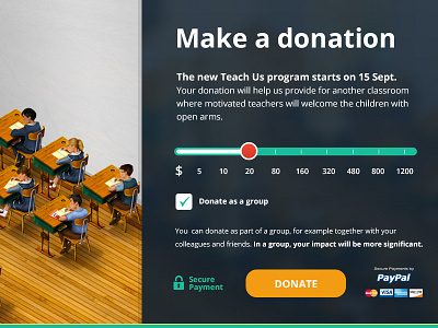 Donation module for a charity campaign charity children design donation interaction interface slider ui user