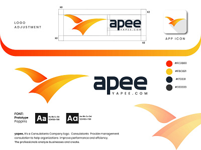 Yapee - construction Logo Design Branding. best construction logos 2020 best gradient colors 2020 branding business colorful construction corporate design house insurance logo professional property real estate realestate vector yellow