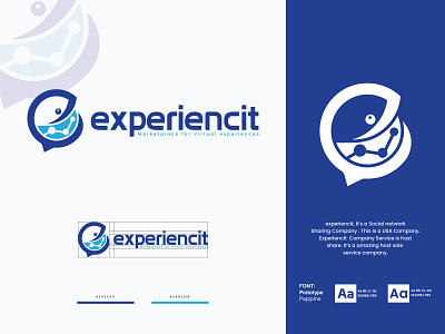 experiencit- Social network sharing Logo Design Branding. best construction logos 2020 blue branding business company company brand logo company branding creative logo hosting logo logo networking professional professional brand logo share logo social media tech typography web