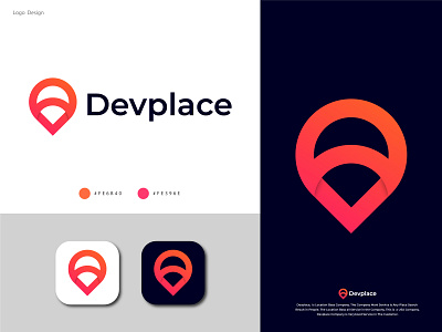 Devplce Location Logo - D+V Letter & Location icon Logo abstract logo brand identity brandign branding business corporate corporate identity creative logo design gradient logo isometric logo logo logo mark mordern logo unique logo vector