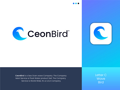 CeoneBird- Sea Ocean wave Logo Design Branding.