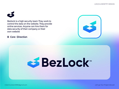 Bezlock | security team Logo b brand identity branding core graphic design identity design korelock lettermark lock logo logo branding minimal design monogram pattern secure security shild shild logo simplicity wireless