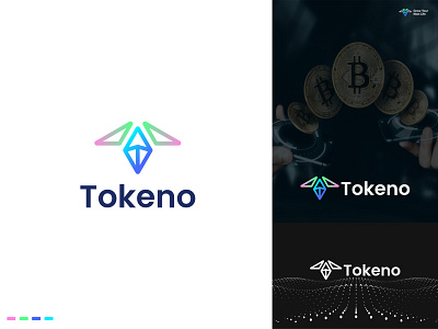 Tokeno Logo and Token Concept - Crypto token altcoin blockchain branding coin crypto currency dao decentralized defi gradient icon identity letter t lettering logo nft t logo token unused