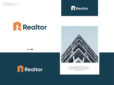 Real estate Business Logo, Letter R logo, home logo agent behance brand branding business canada home idea identity isnperation letter logo logo logomaker portfolio r r home realestate realtore usa visual