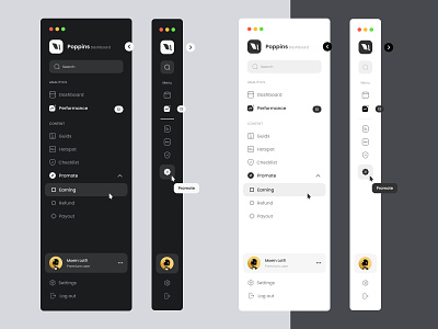 Sidebar - Dark+Light mode app design concept dark dark mode design light light mode sidebar tool bar ui ui design ux web design