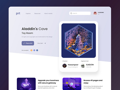 PRT nft - NFT Landing page branding concept design illustration landing logo nft ui ui design ux web design