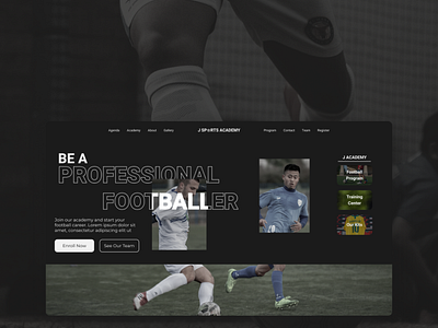 Football Academy Hero Homepage design ui uiinspirations userinterface web webdesign website