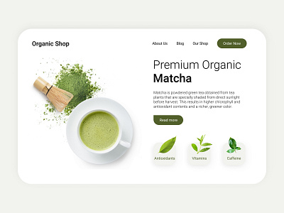 Daily UI Food & Drinks challenge daily ui dailyui design drinks drinks menu food green tea matcha online shop organic organik shop tea tea shop ui elements