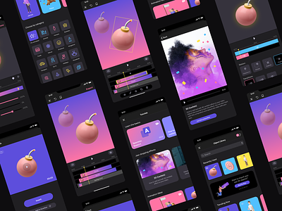Spacemo Preview 3d video 3d video maker bright colors entertainment figma figmadesign ios app ui ui design ux design video app video maker xd