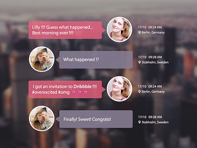Happy to be on Dribbble! chat conversation debut dribbble ios messages ui