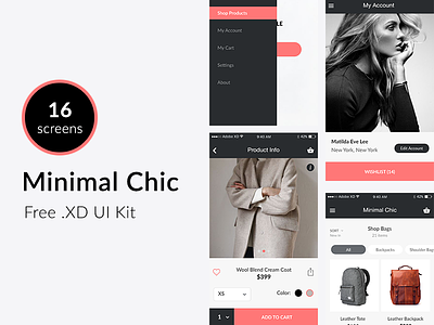 Minimal Chic - Free UI Kit adobe experience adobe xd e-commerce e-shop fashion free freebie minimal ui ui kit ux xd