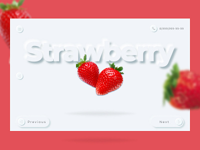 The concept of website strawberry branding concept design minimal neomorphism strawberry type typography ui ux