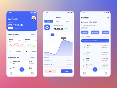 Crypto Mobile App appdesign blockchain crypto design finance mobile ui trading ui ux ui design uiux wallet