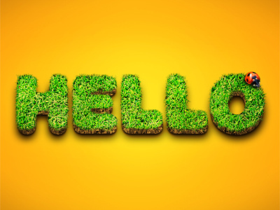 Hello Dribbble! grass photoshop typography