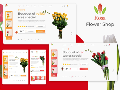 Rosa Flower Shop | UI UX Web Design design e commerce e commerce design e commerce shop flower flowers shop flowers web design red flower ui ui design ui ux design ui ux web ui ux web design ui ux web design concept ui ux website ui web design ux web website website design