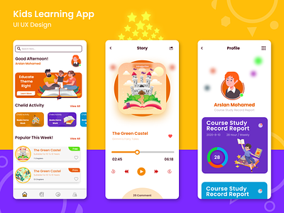 Kids E-Learning App | UI UX Design childrens books app design e learning e learning for kids kids learning mobile app kids story app learn learning learning app learning mobile app learning mobile app design learning platform learning ui app design mobile app for kids ui ux design ui ux kids mobile app ui ux kids stories app ui ux mobile app ui ux stories app