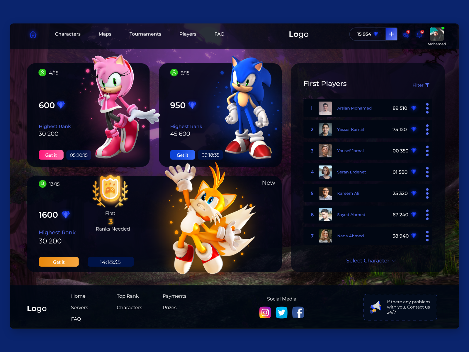 Sonic Game, UI UX Web Design