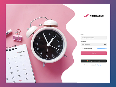 Kalonwave login page design. branding elegant graphic design logo minimal ui