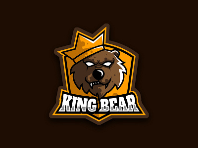 King Bear Logo Esport animal badge bear design emblem graphic grizzly head illustration isolated logo mascot sign silhouette sport symbol team vector wild wildlife