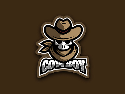 Cowboy Skull Logo Esport badge cowboy design emblem face game graphic gun hat head icon illustration logo mascot skull sport symbol team vector vintage