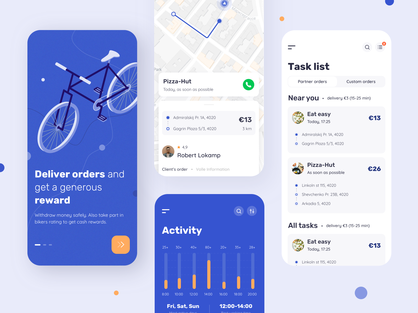 Velonto Food Delivery Rider mobile app by Arounda on Dribbble