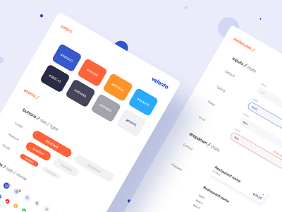 Velonto Food Delivery - UI Styleguide application arounda color figma food delivery icons input interface mobile platform product design restaurant search service sketch startup styleguide ui ux