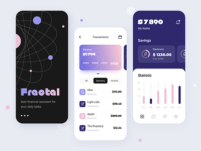 Fractal online banking - Mobile app application arounda balance banking concept figma fintech interface mobile notification payment platform product design saas sketch startup statistic transaction ui ux