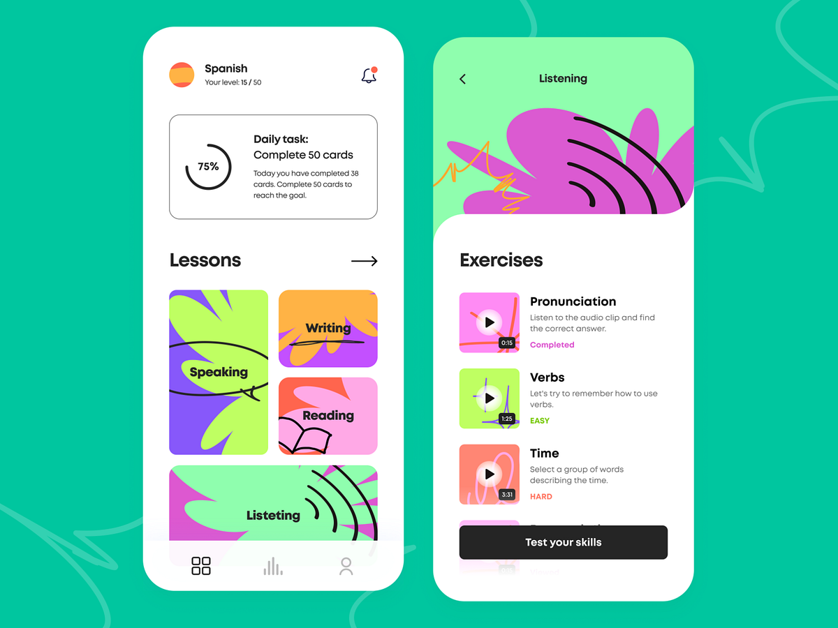 Language Learning - Mobile app by Arounda on Dribbble