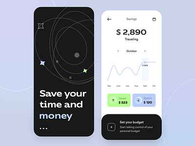 Money Saving -Mobile app app arounda bank bank app concept figma finance fintech graph illustration interface mobile app money notification product design save money startup statistics transaction ux