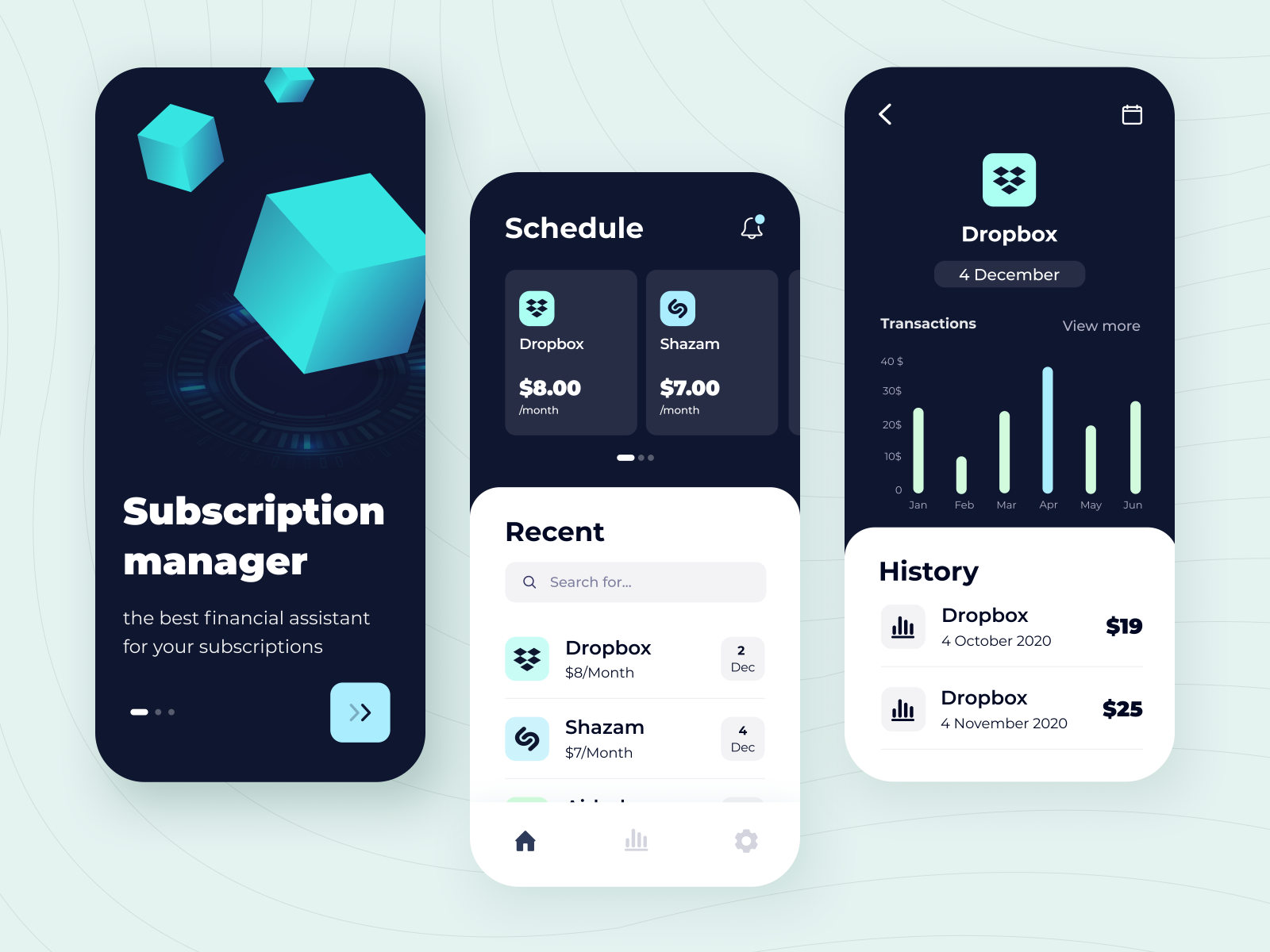 Subscription Manager Mobile App Search By Muzli