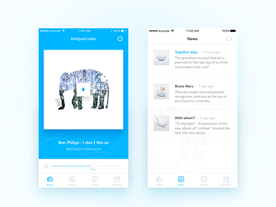 Antipod - Mobile Radio App app apple design interface ios mobile music music player radio style ui ux