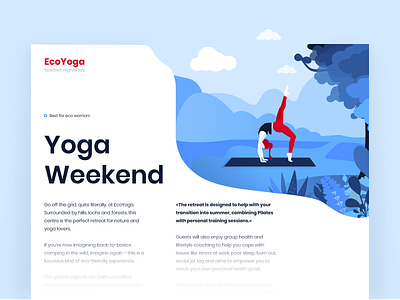 Yoga Weekend - Blog page concept adobe illustrator arounda article blog clean concept design illustration longread nature sport ui yoga
