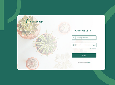 Login page Plants shop plants plants app ui ui ux design uidesign uiux